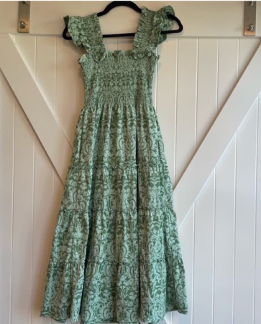 Hill House Nap Dress Green Jacquard  - Image 3