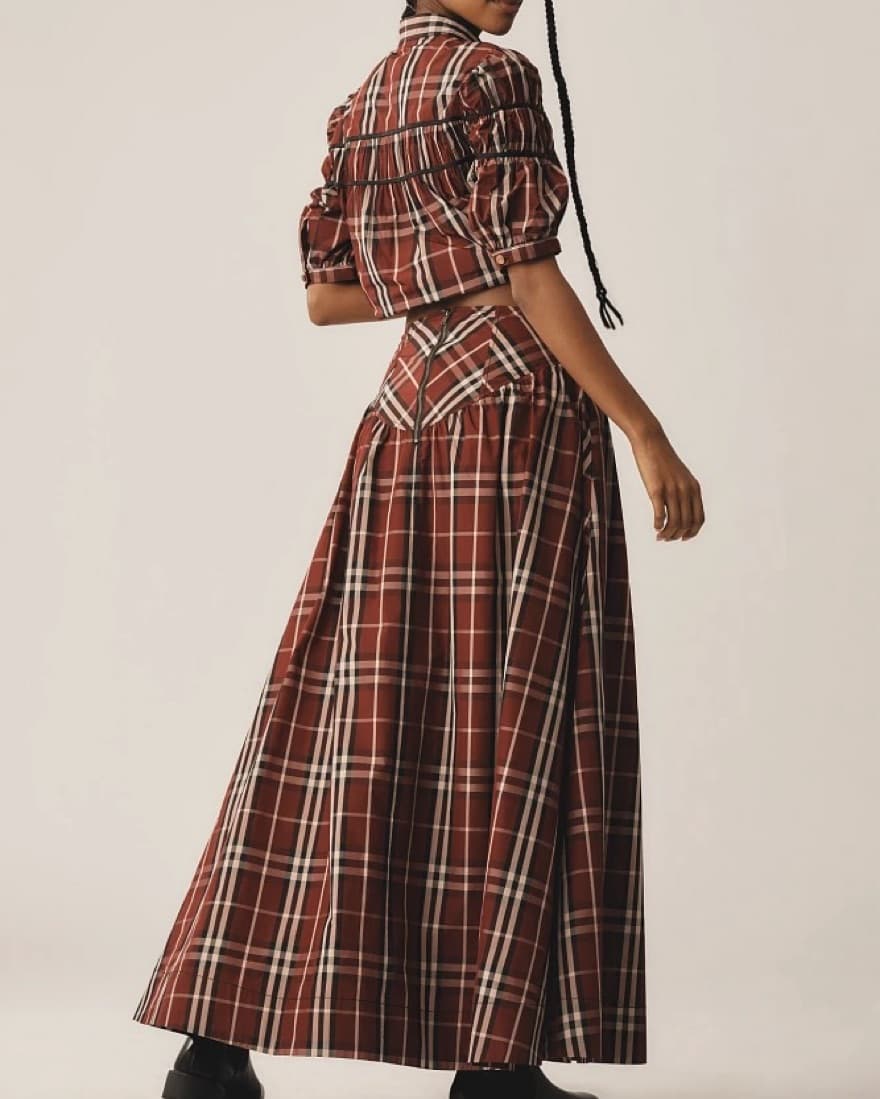 Red Plaid Maxi Skirt - Image 2