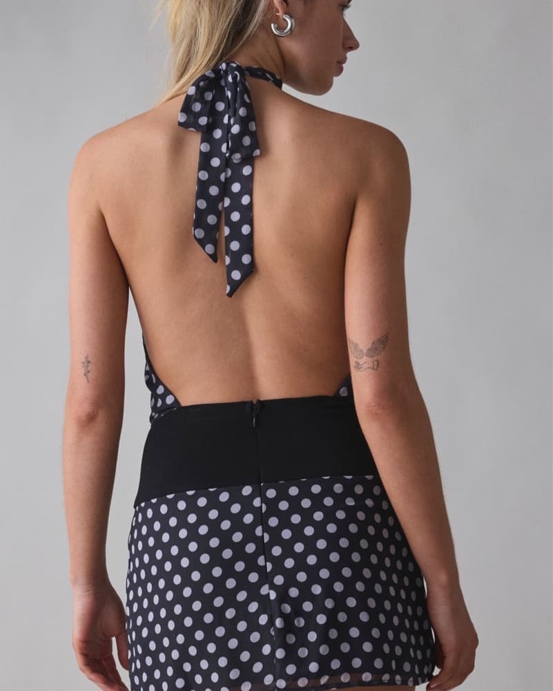 Polka Dot Mini Dress Drop Waist - Image 5