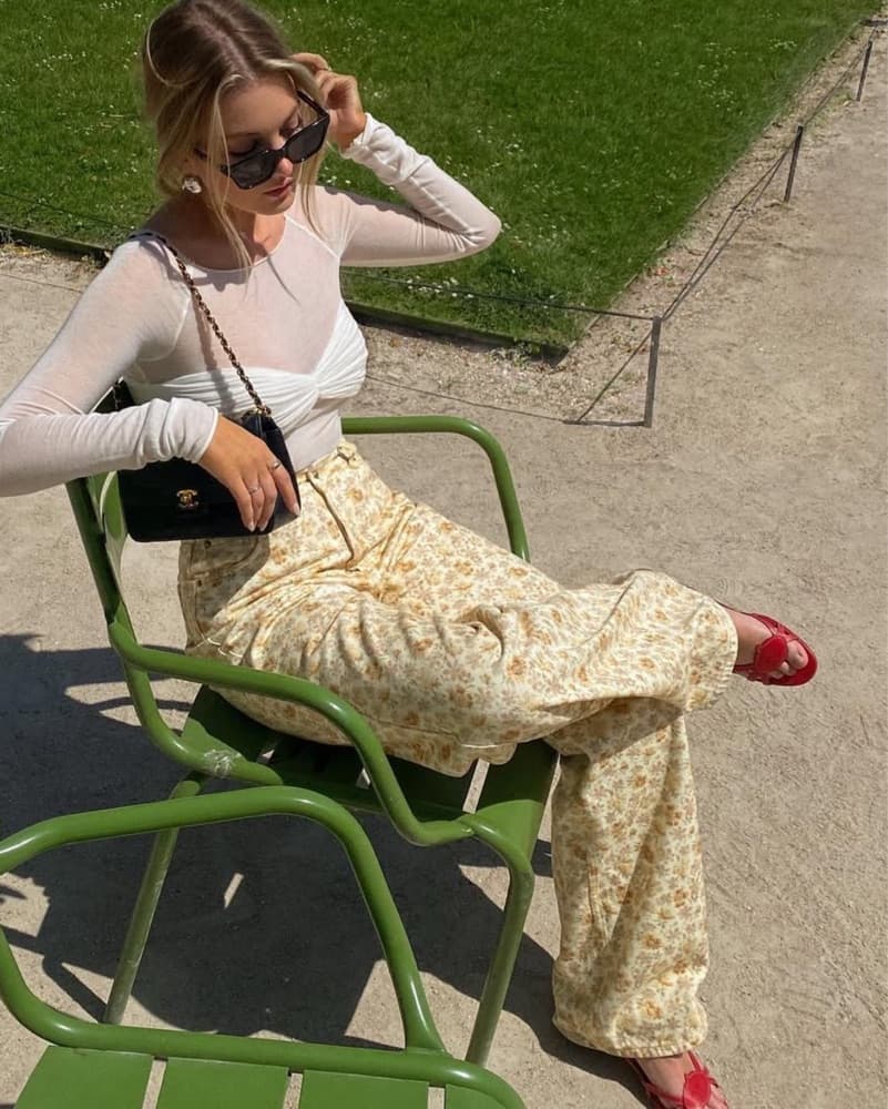 Heavy Manners Yellow Floral Baggy Pants - Image 1