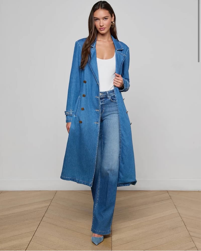 L’AGENCE Denim Trench Coat - Image 1