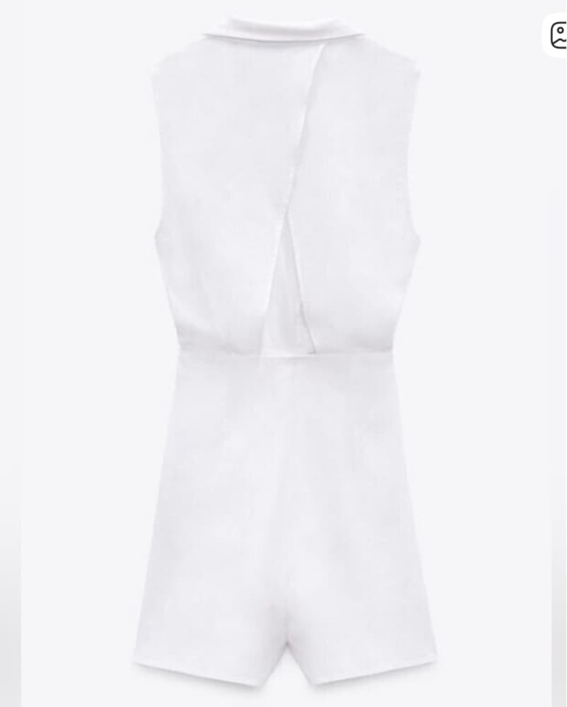 White Linen Wrap Romper - Image 4