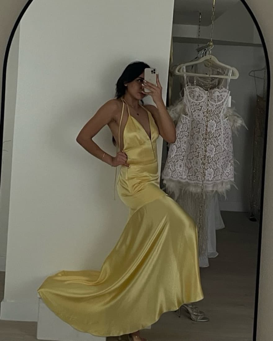 Yellow Flow Silk Gown - Image 6