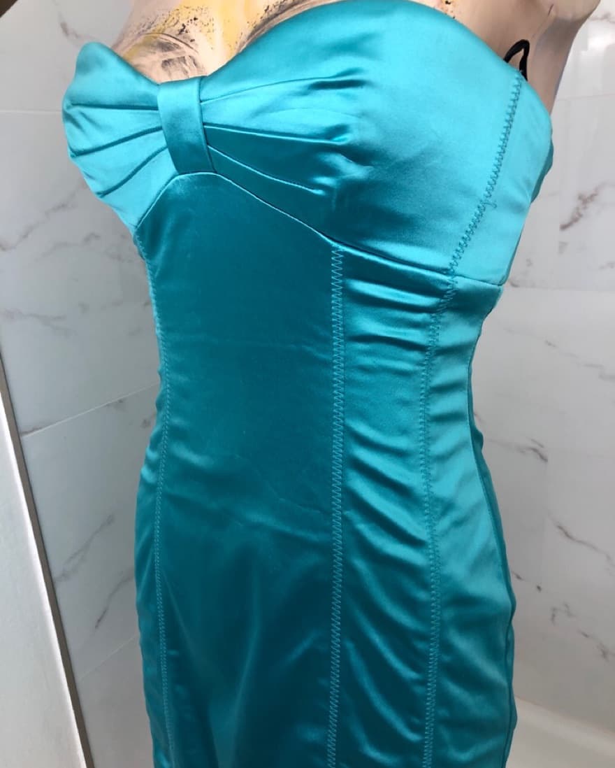 Bebe Turquiose Satin Mini Dress - Image 6