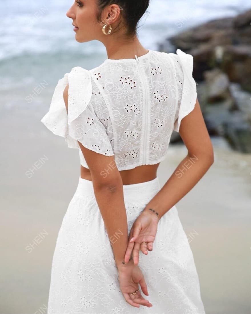 White Eyelet Matching Set - Image 3