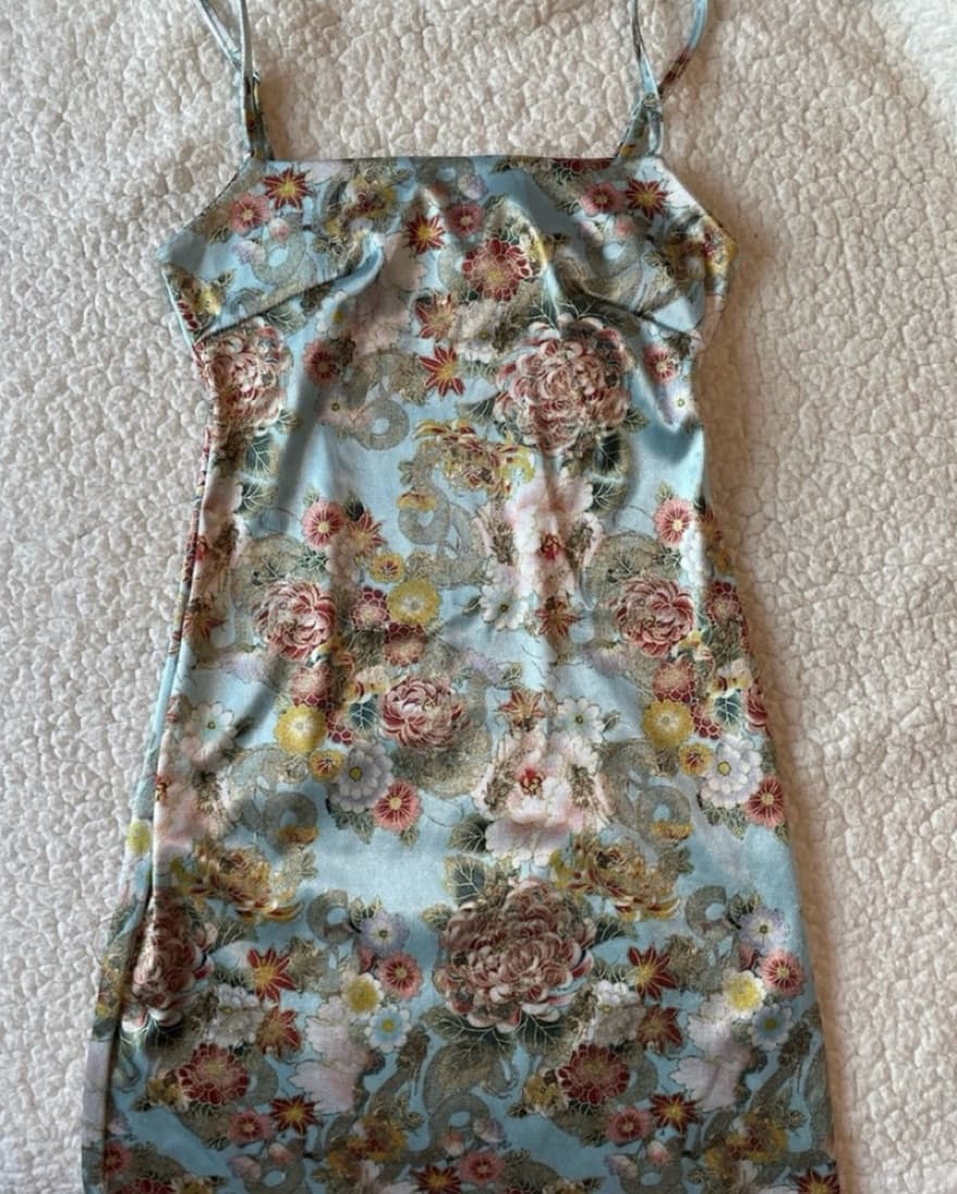 UO Dragon Sateen Floral Mini Slip Dress - Image 4