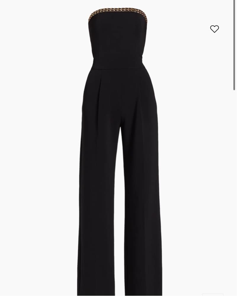 Elegant Strapless Jumpsuit with Gold Trim - Image 2
