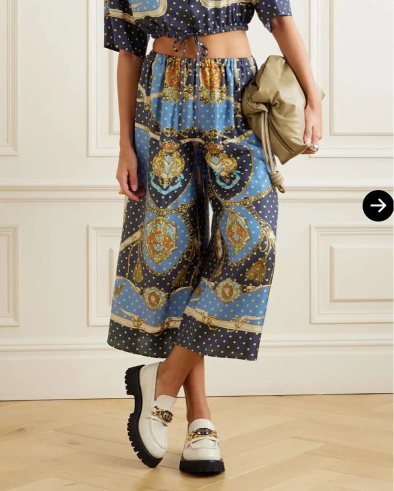 Gucci Silk Printed Crop Flowy Pants - Image 1