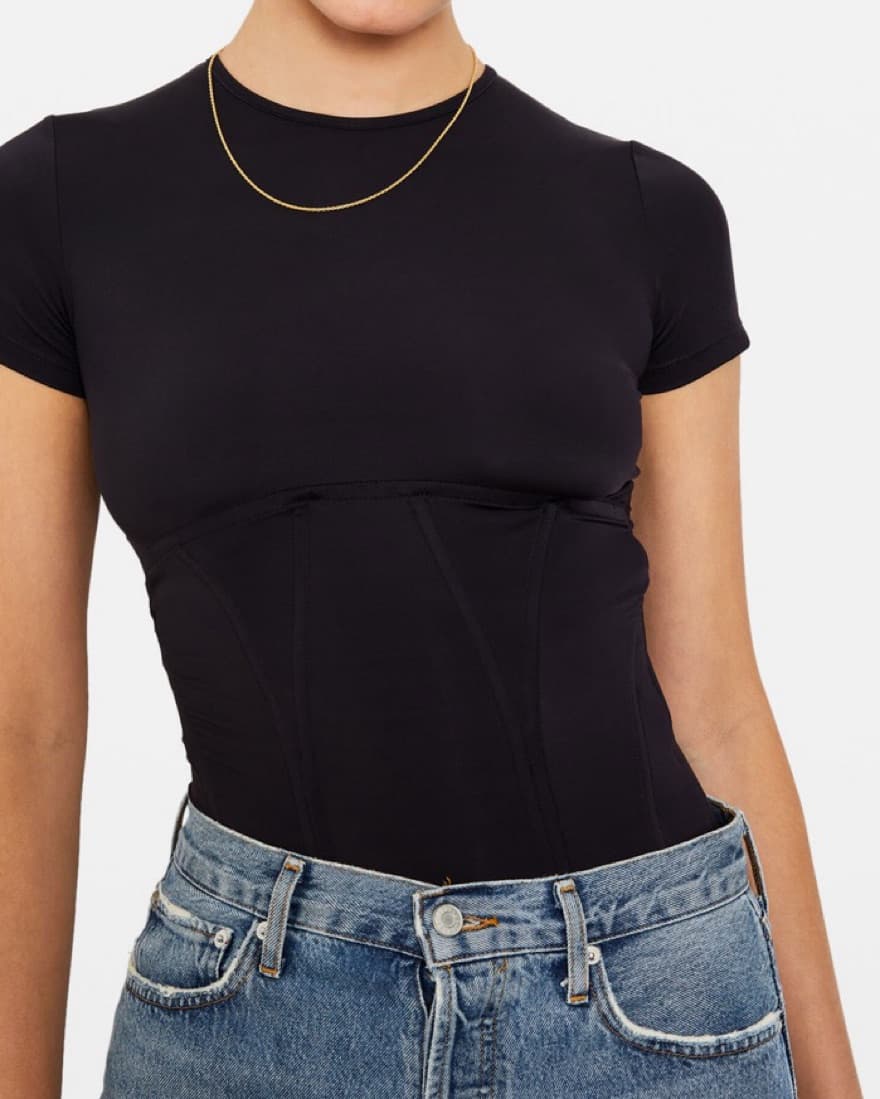 Miaou Black Corset T-shirt Top - Image 5