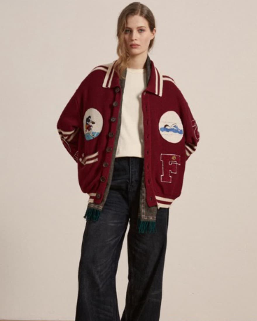 FIN VARSITY PATCH COLLARED CARDIGAN - Image 1