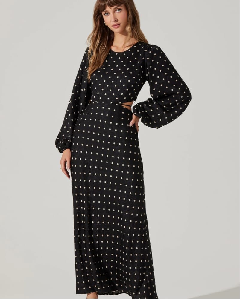 ASTR Quinn Cutout Polka Dot Maxi Dress - Image 1