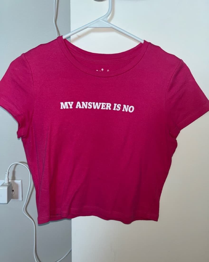 Vibrant “my Answer Is No” Crop Top - Image 1