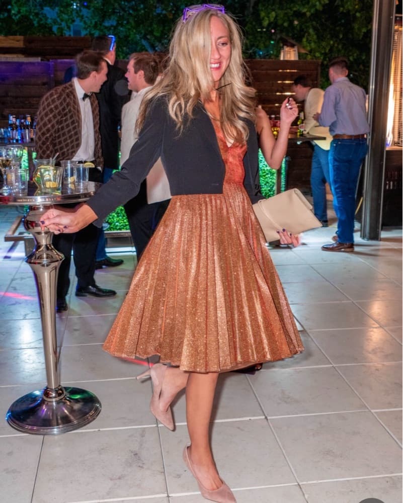 Helsi Gold Sparkle Dress , Pleated - Image 1