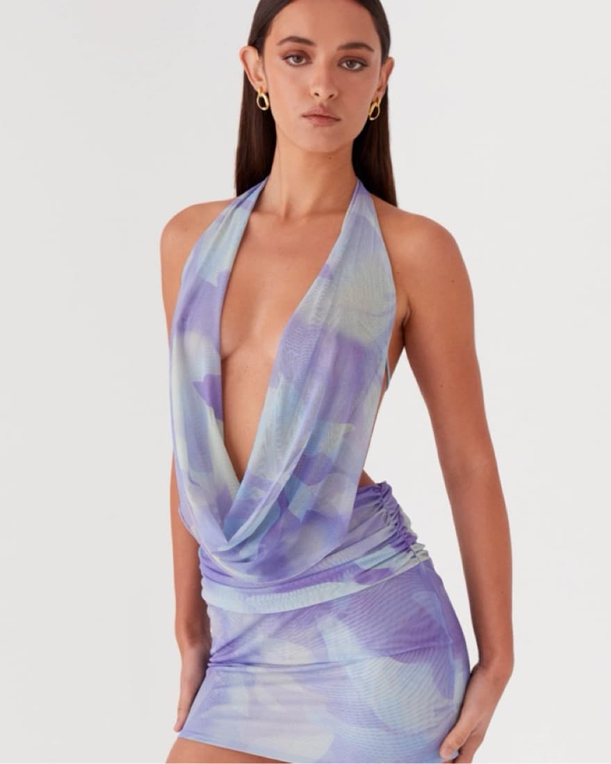 Peppermayo Lilac Halter Mini Dress - Image 1