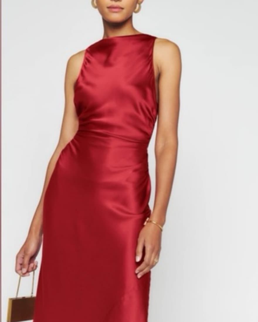 Reformation Cassette Silk Dress In Red  - Image 2