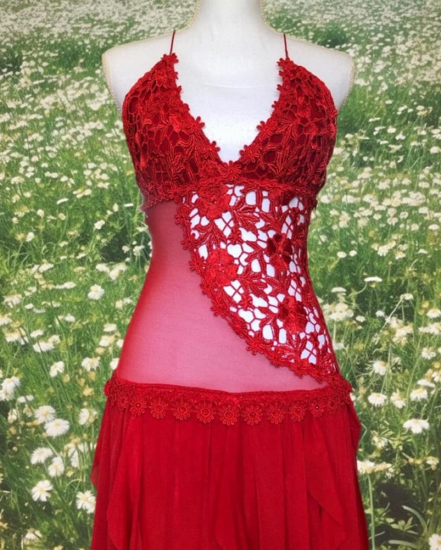 Vintage Red Italian Gown - Image 2