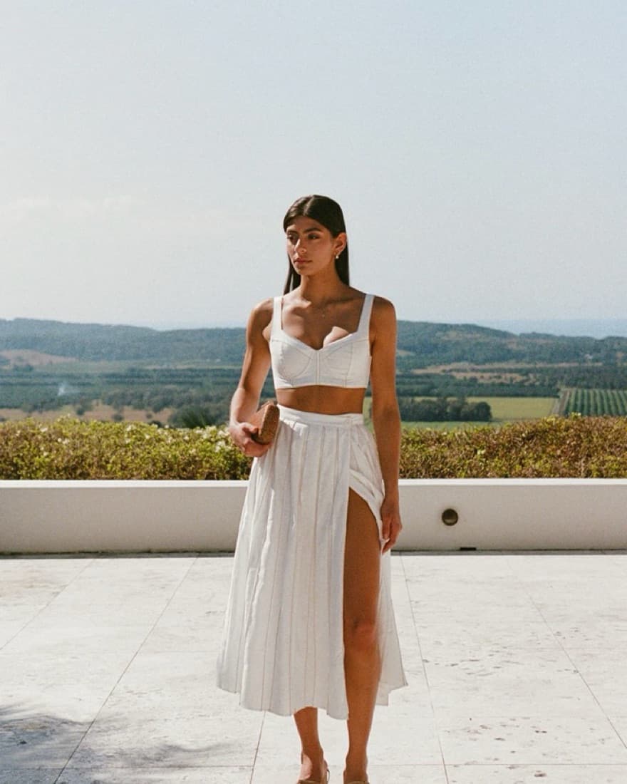 White Linen Skirt Set - Image 1