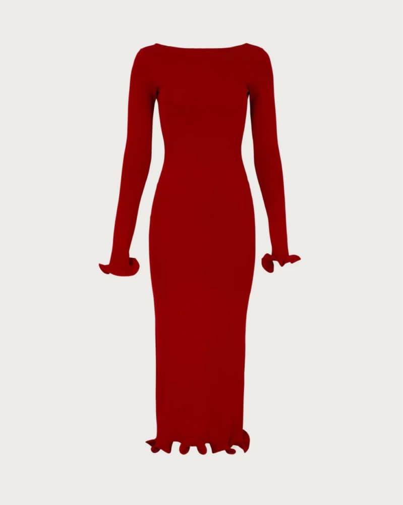 Same Ruffle Midi Dress Red - Image 2