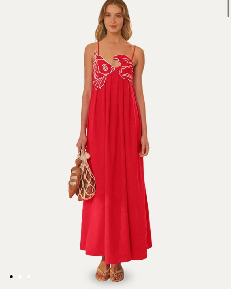 Farm Rio Red Fish Top Maxi Dress - Image 1