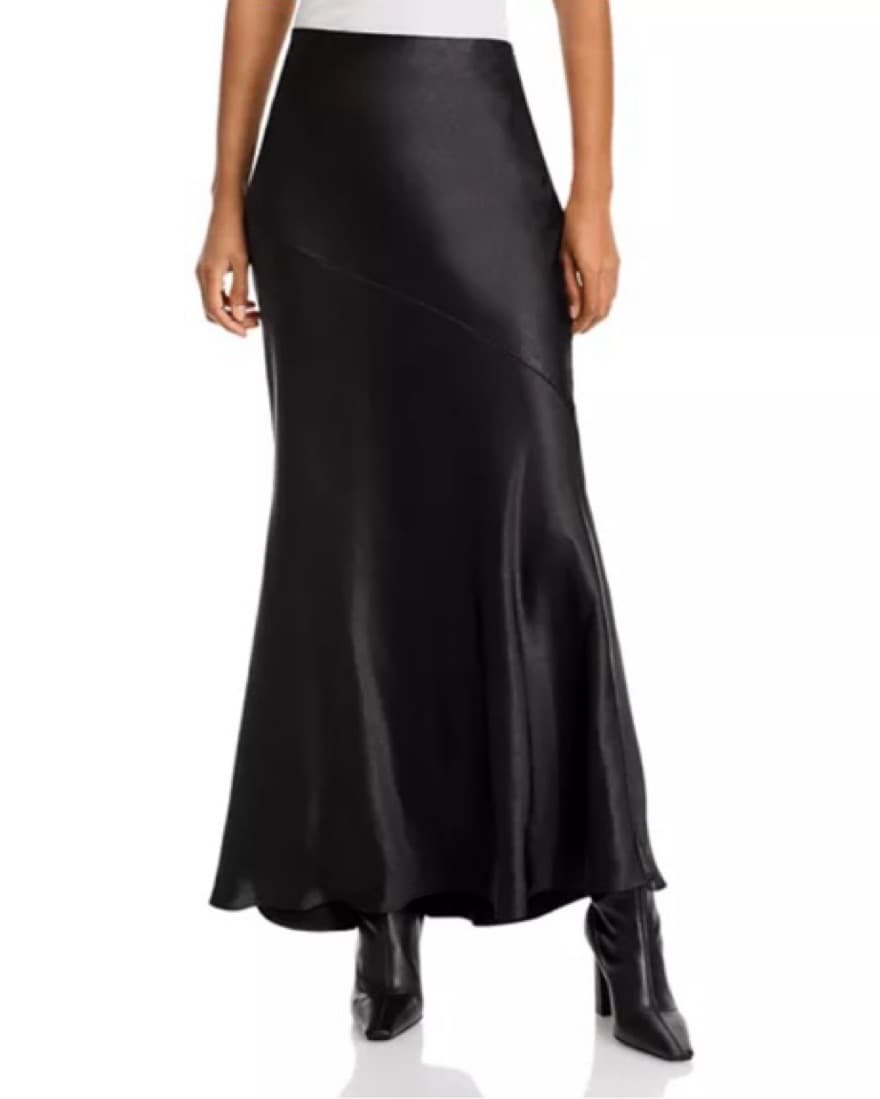 AQUA Black Satin Maxi Skirta - Image 2