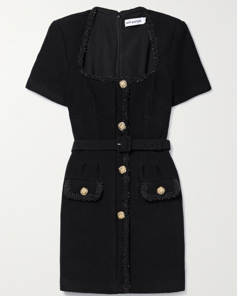 Black Self Portrait Woven Dress - Image 1