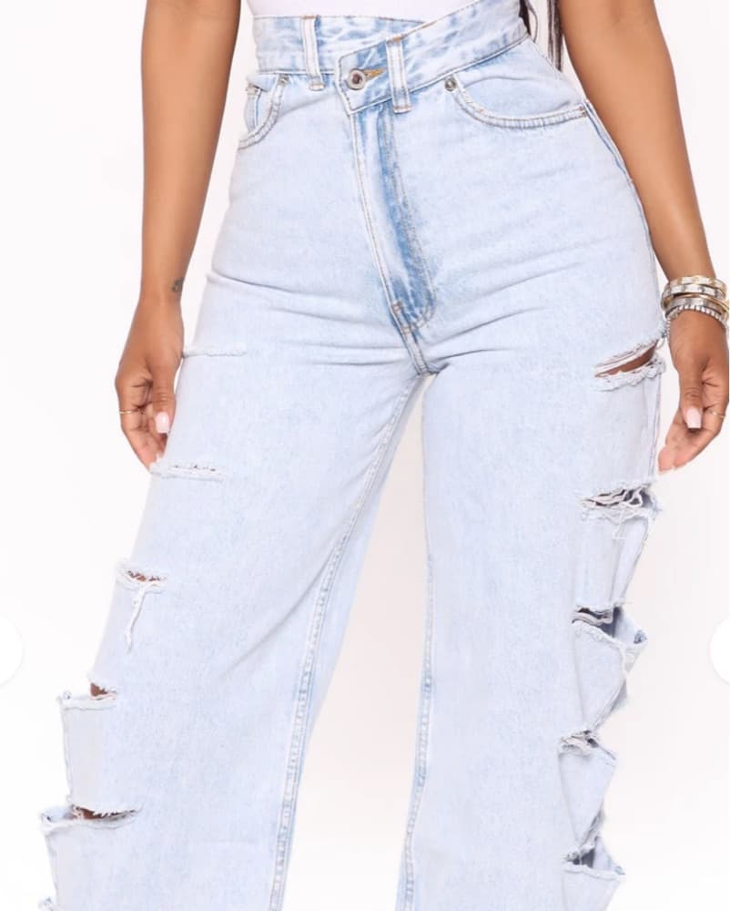 Denim Distressed Cutout High-Rise Jeans - Image 5
