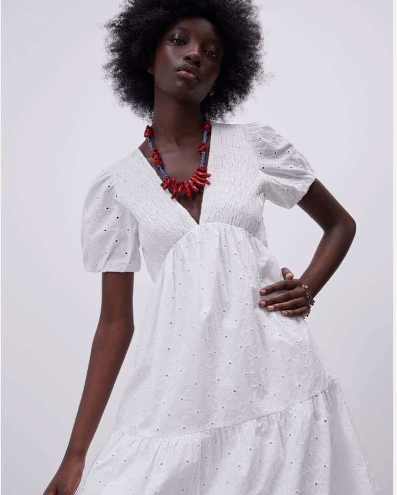 Zara White Eyelet Maxi Dress - Image 1