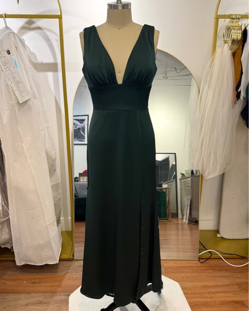 Hayley Paige Satin Plunging Dress - Image 1
