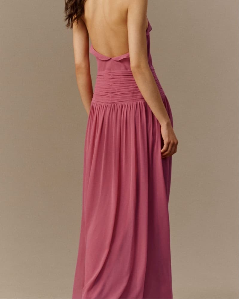 BHLDN plunge halter chiffon dress - Image 3