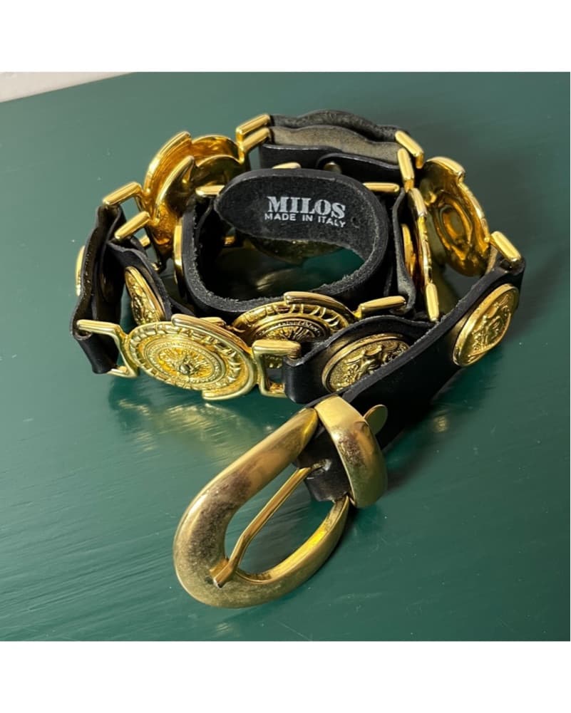Medusa and Sun Emblem Leather Belt - Image 1