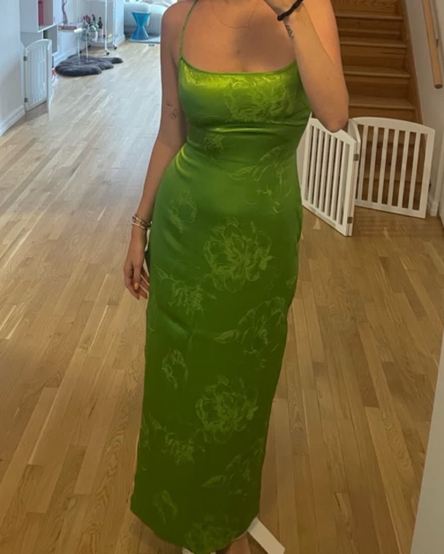 Green Rat & Boa Satin Dress - Image 5