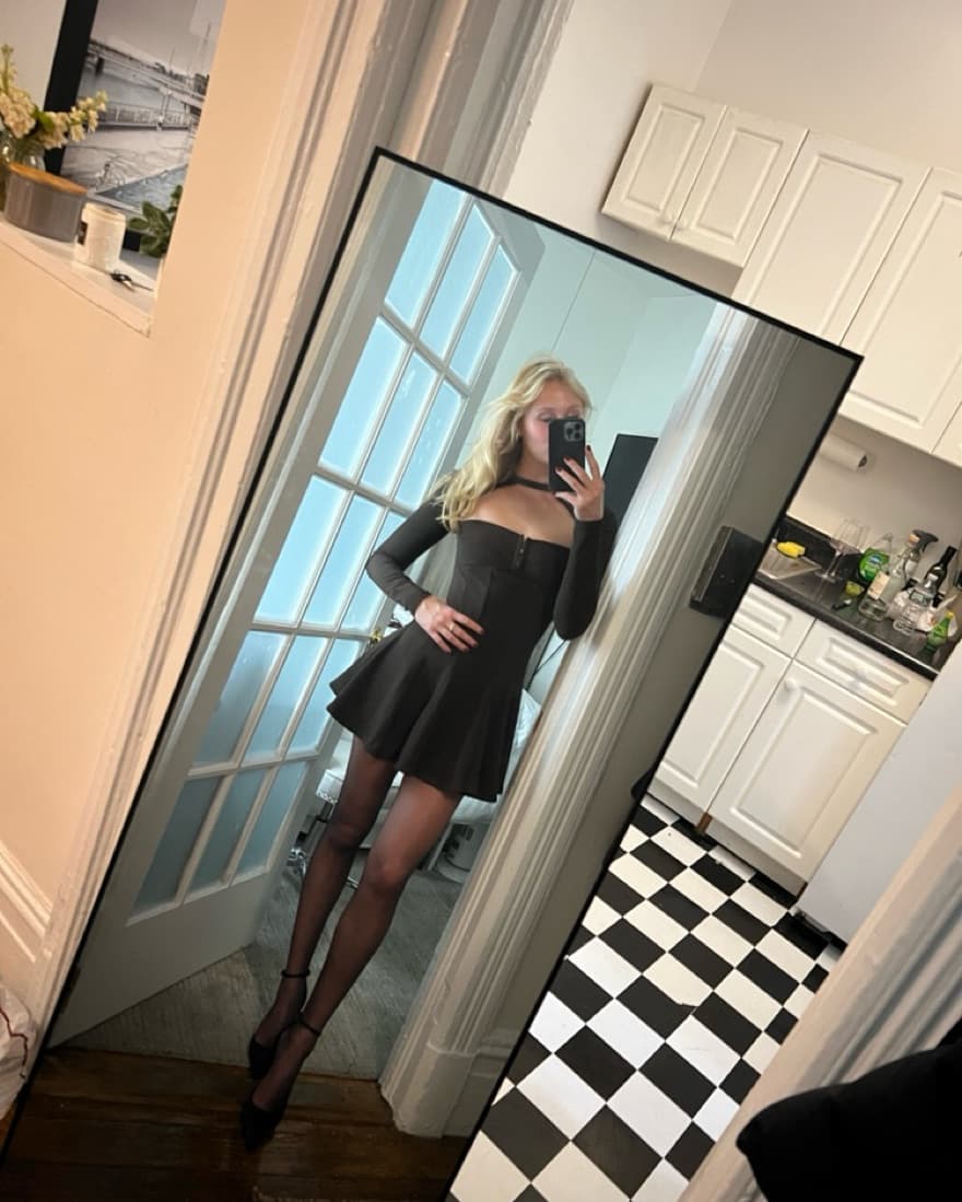 Formal Brown Mini Dress - Image 5