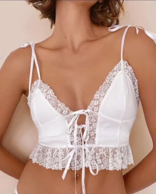 Lacy Camisole with Tie Straps - Image 1