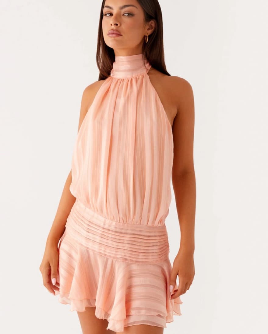 Salmon willow chiffon mini dress  - Image 3