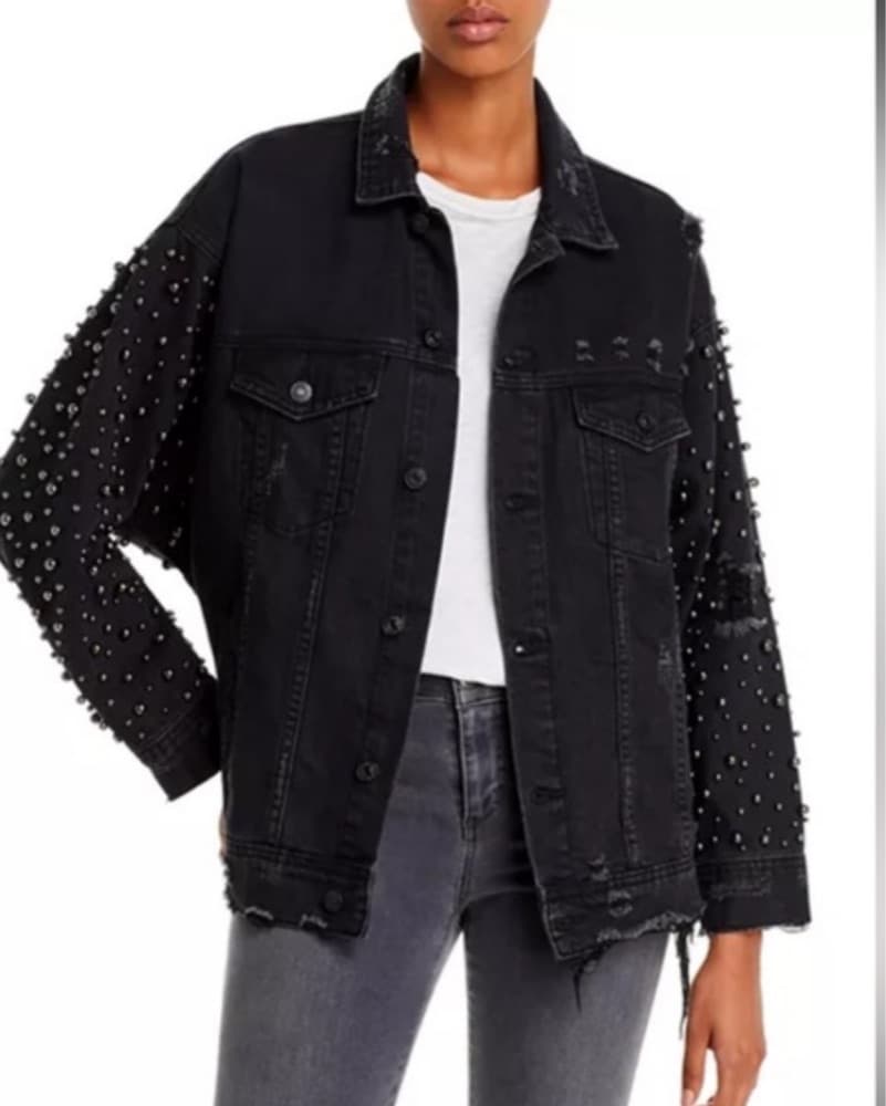 Black Studded Jean Jacket - Image 1