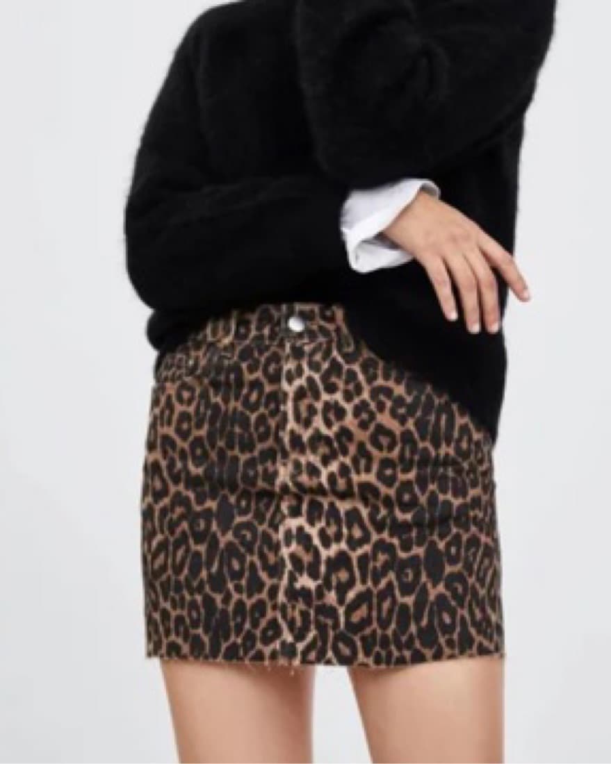 Zara Leopars Denim Skirt - Image 1