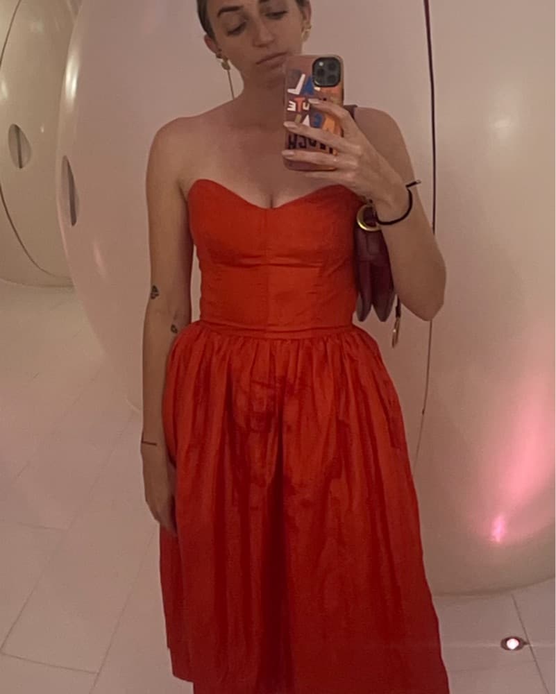 Vintage Strapless Red Dress - Image 2