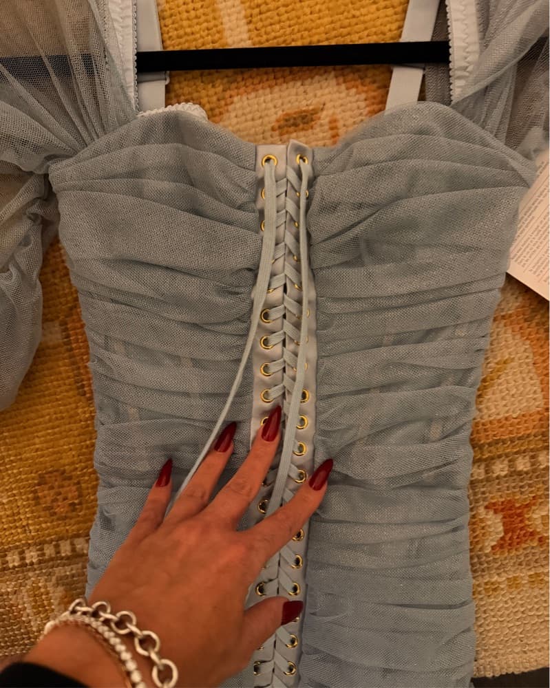 DOLCE & GABBANA Sz 0 BLUE LACE UP TULLE  - Image 4