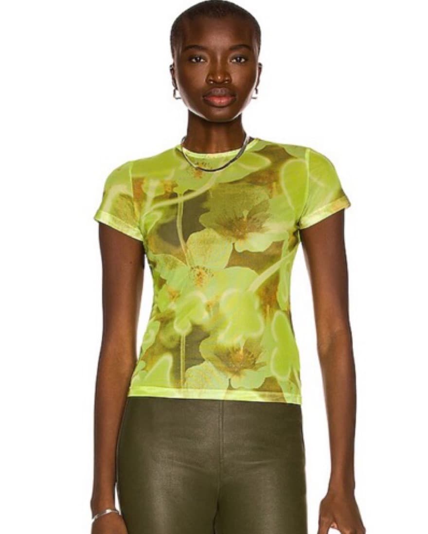 Miaou Neon Yellow Floral Mini Tee - Image 2
