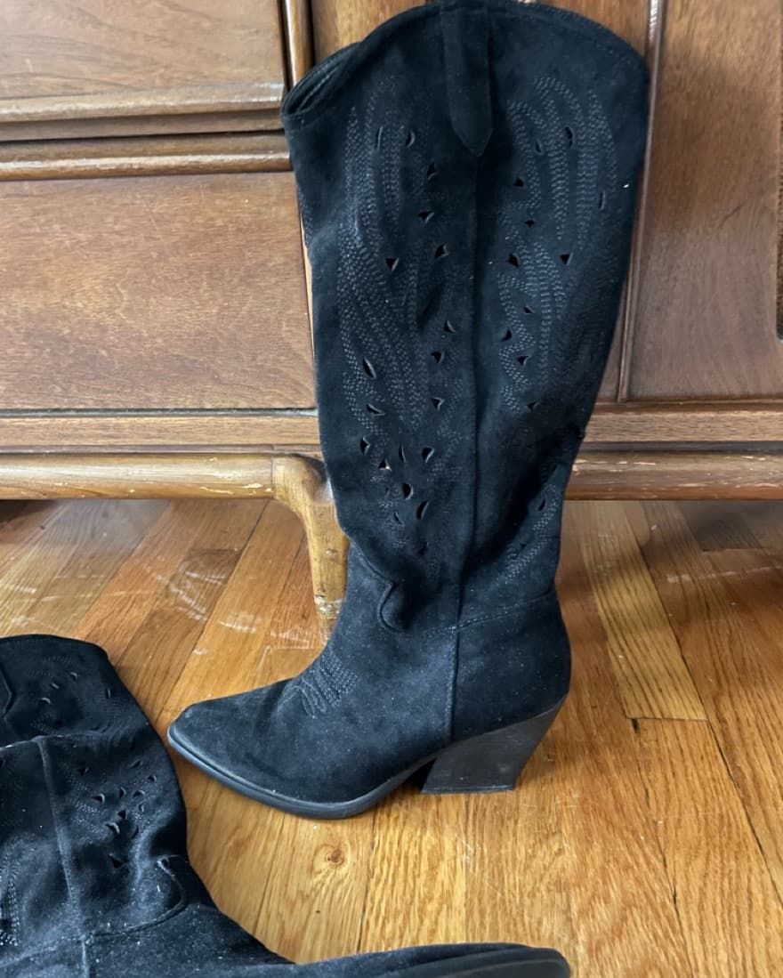Black Suede Cowboy Boots - Image 2