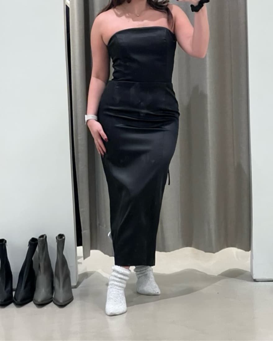 SATIN LACE-UP MIDI DRESS - Image 4
