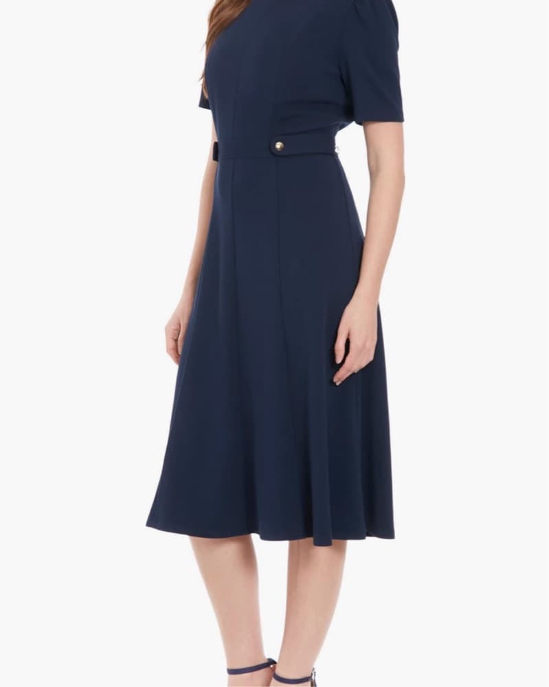 Navy Fit And Flare Midi Dress - Image 2