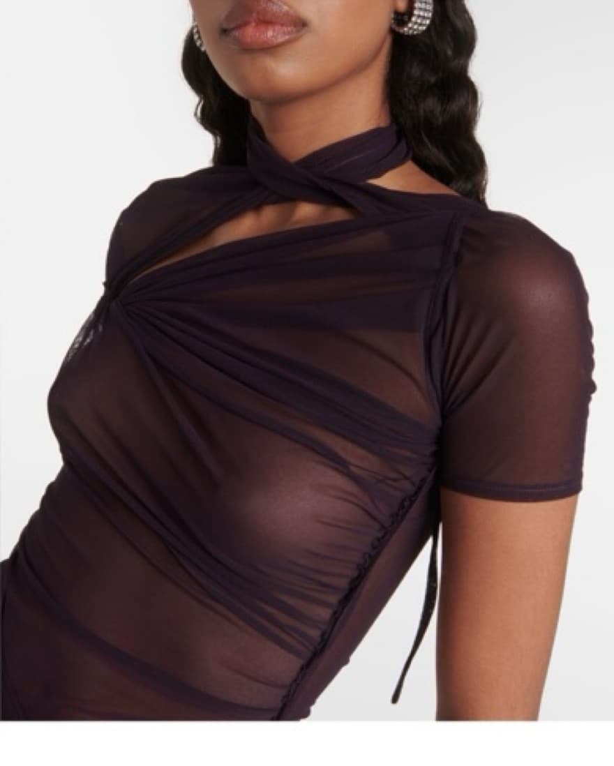 Coperni Asymmetrical Sheer Mesh Dress - Image 6