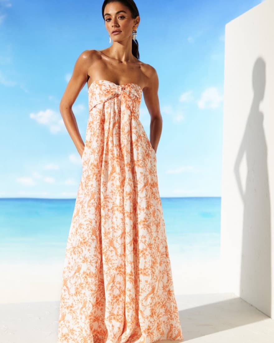 Trudie Dress in Papaya Toile - Image 1