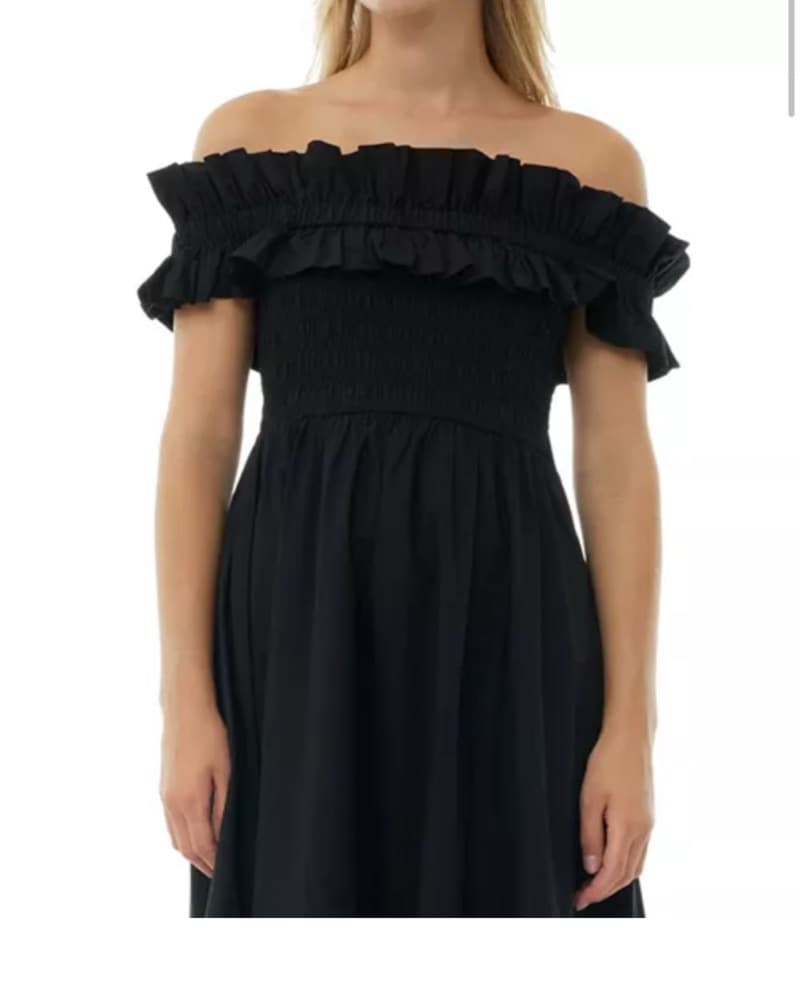 GANNI Black Cotton Poplin Off-the-Should - Image 2