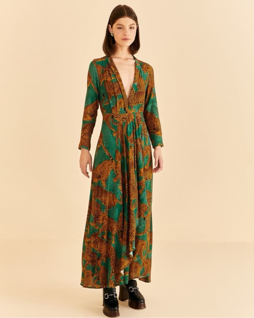 Farm Rio Green Leopards Maxi Dress - Image 1