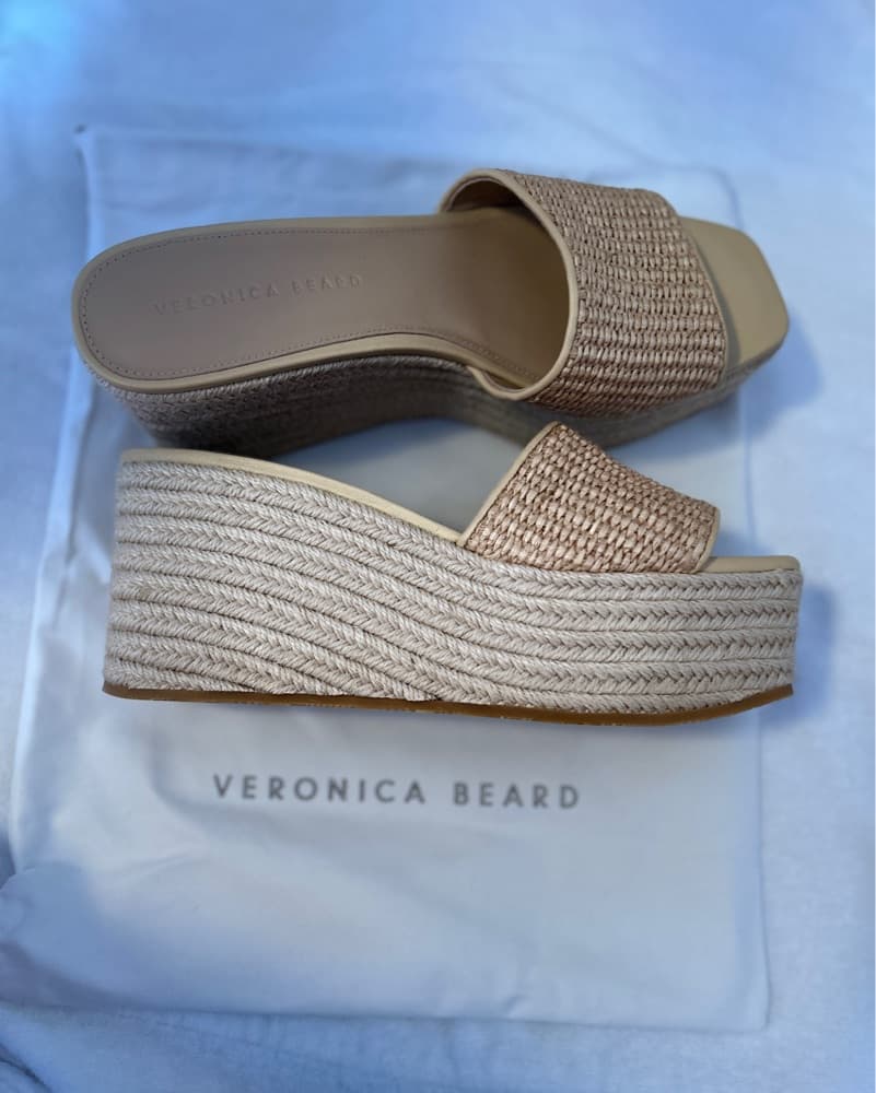 Veronica Beard Dali Raffia Wedge Sandal - Image 2