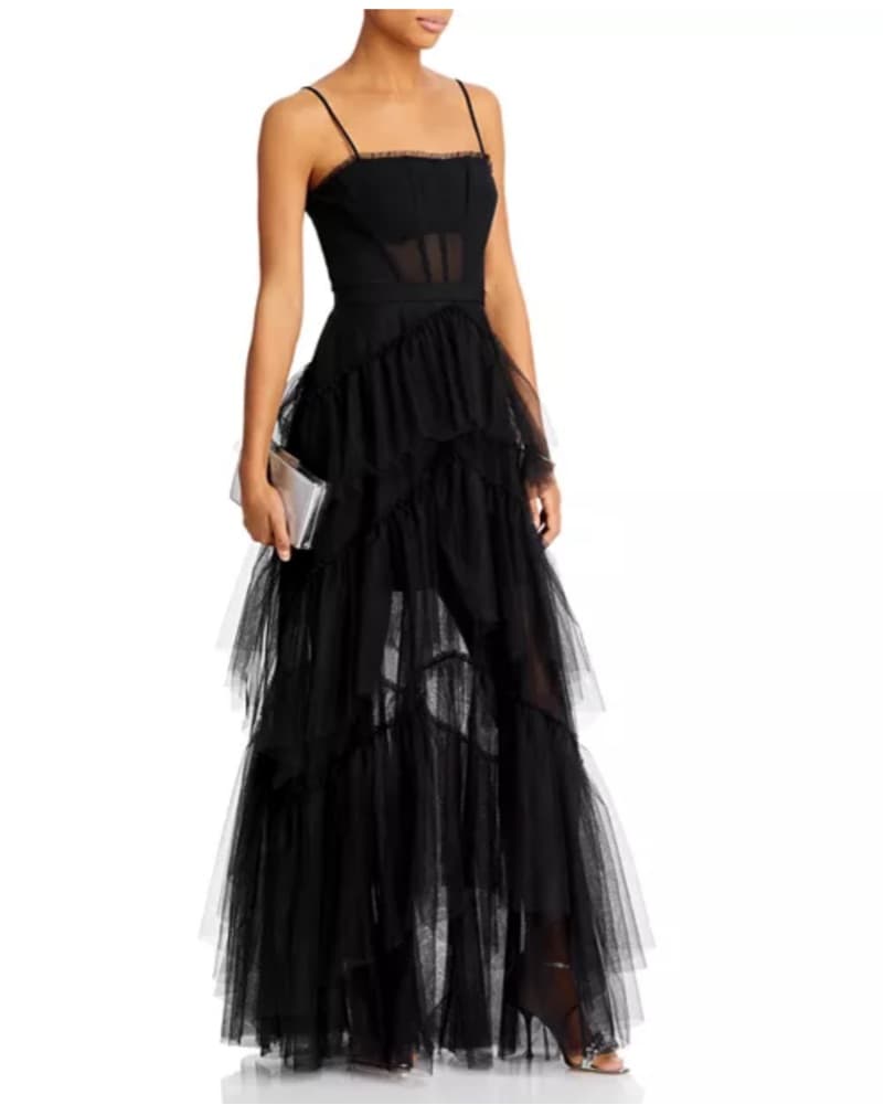 BCBG Black Tulle Gown - Image 1