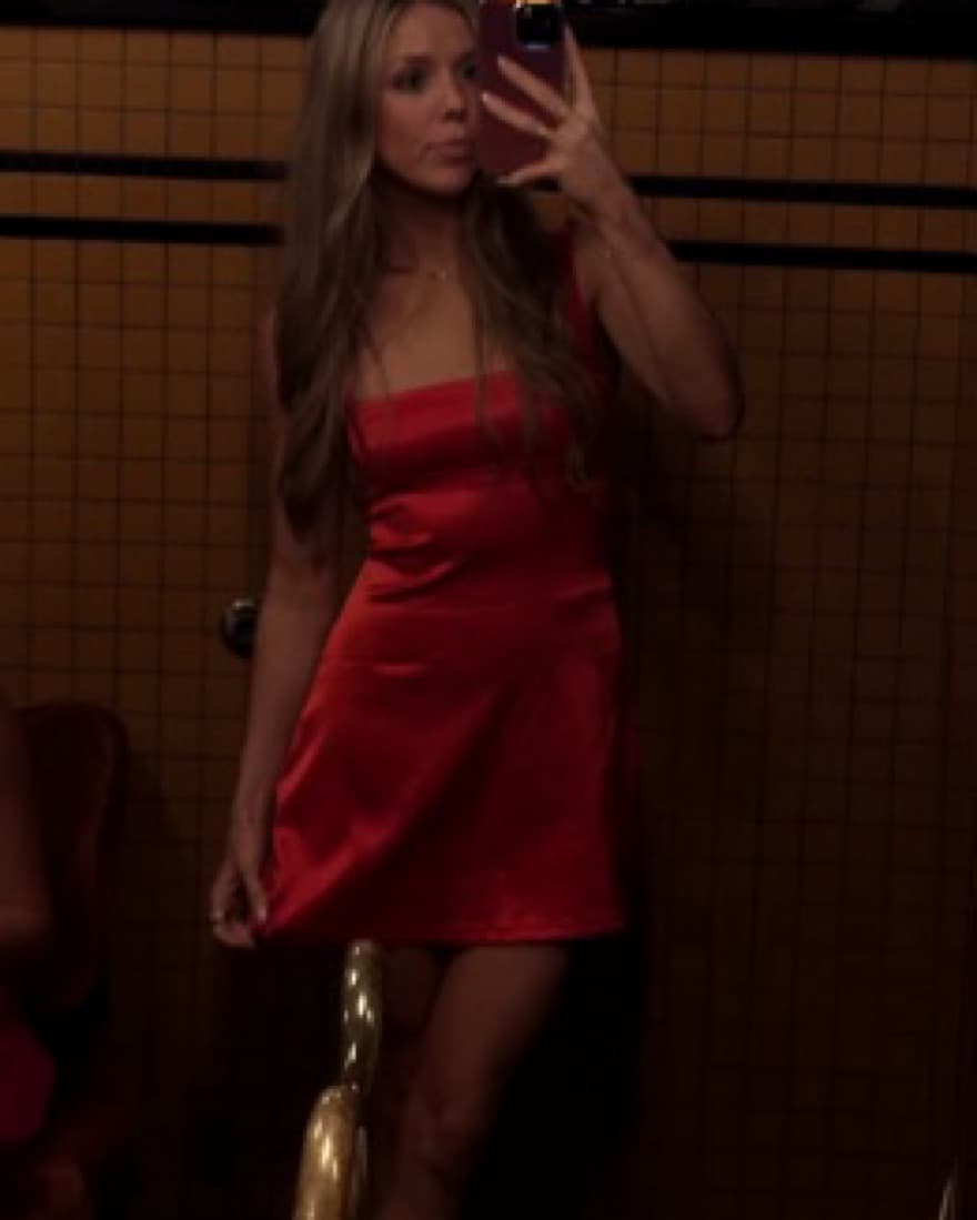 Satin Red Holiday Dress - Image 1