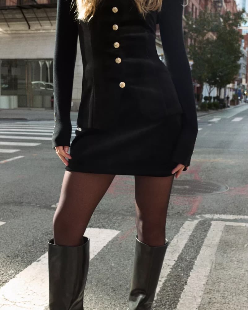 Velvet Mini Skirt W/ Gold Buttons  - Image 4